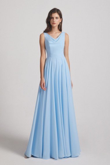 Sleeveless Cowl Chiffon A-Line Bridesmaid Dress UK