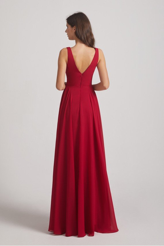 Long Sleeveless Cowl Chiffon A-line Bridesmaid Dress UK