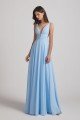 Deep V-Neck Chiffon Bridesmaid Dress with Low Cut V Back UK