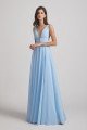 Deep V-Neck Chiffon Bridesmaid Dress with Low Cut V Back UK