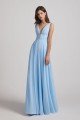 Deep V-Neck Chiffon Bridesmaid Dress with Low Cut V Back UK
