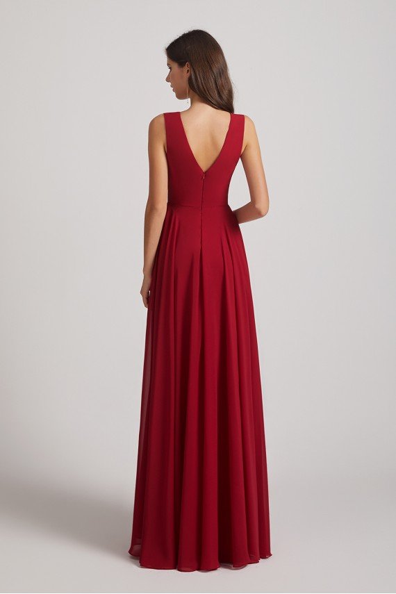 V-Neck Crinkle Sleeveless Chiffon Bridesmaid Dress UK