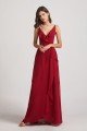 Spaghetti Straps Asymmetrical Frilled Wrap Bridesmaid Dress UK