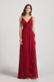 Spaghetti Straps Asymmetrical Frilled Wrap Bridesmaid Dress UK