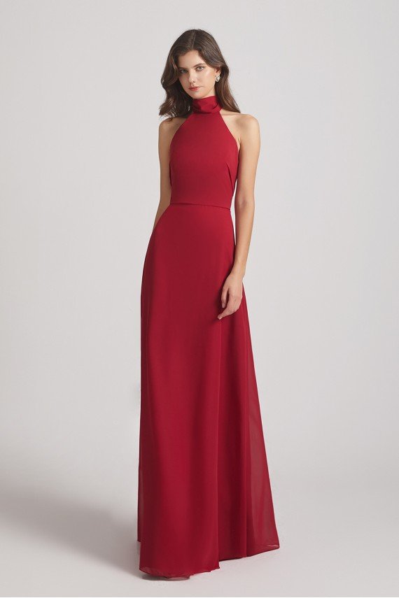 Backless High Neck Halter Chiffon Maxi Dress UK