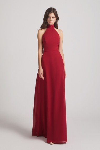 Backless High Neck Halter Chiffon Maxi Dress UK