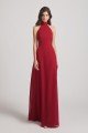 Backless High Neck Halter Chiffon Maxi Dress UK