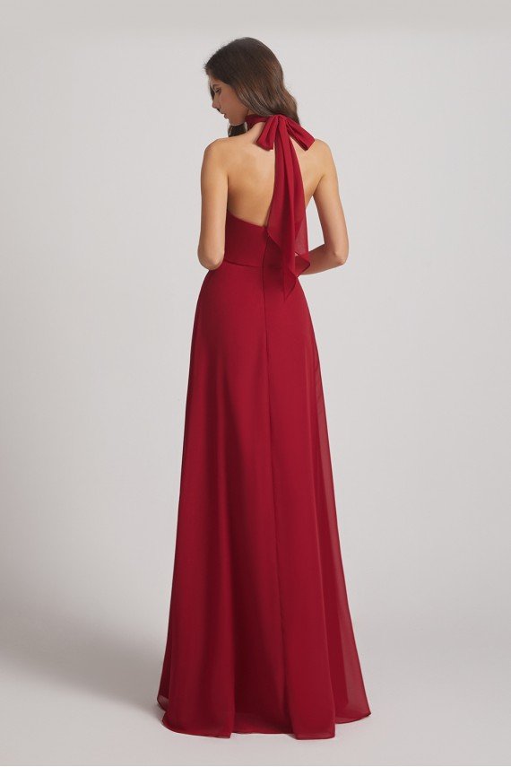 Backless High Neck Halter Chiffon Maxi Dress UK