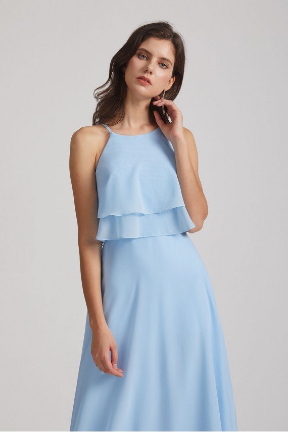 Jewel Ruffle Tiered Sleeveless Chiffon Maxi Dress UK