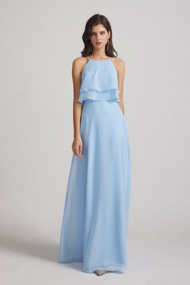 Jewel Ruffle Tiered Sleeveless Chiffon Maxi Dress UK