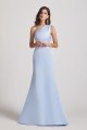 One Shoulder Satin Sheath Long Bridesmaid Dress with Open Back UK