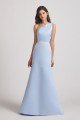 One Shoulder Satin Sheath Long Bridesmaid Dress with Open Back UK