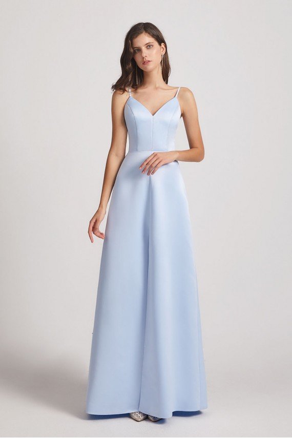 V-Neck Spaghetti Straps Sexy Bridesmaid Dress with Front Slit UK