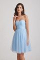 Strapless Sweetheart Blue Short Tulle Bridesmaid Dress UK
