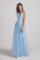 Backless Tulle V-Neck Spaghetti Straps A-Line Bridesmaid Dress UK