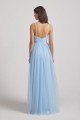 Backless Tulle V-Neck Spaghetti Straps A-Line Bridesmaid Dress UK