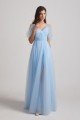 Princess V-Neck Long Flutter Sleeve Bridesmaid Dress with Open Back UK