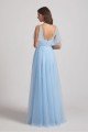 Princess V-Neck Long Flutter Sleeve Bridesmaid Dress with Open Back UK