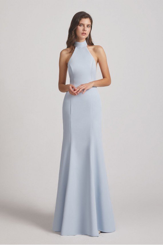 Trumpet Backless High Neck Halter Bridesmaid Dress UK