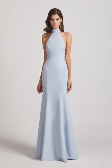 Trumpet Backless High Neck Halter Bridesmaid Dress UK