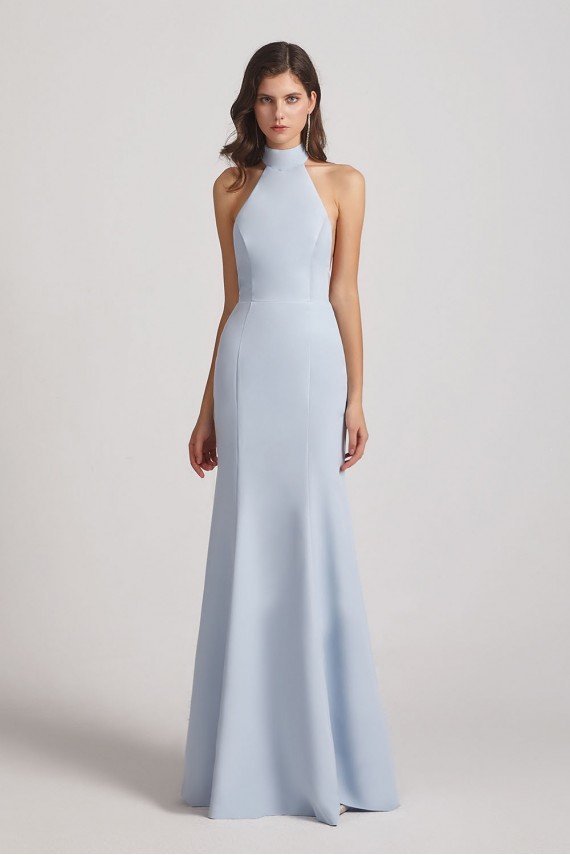 Trumpet Backless High Neck Halter Bridesmaid Dress UK