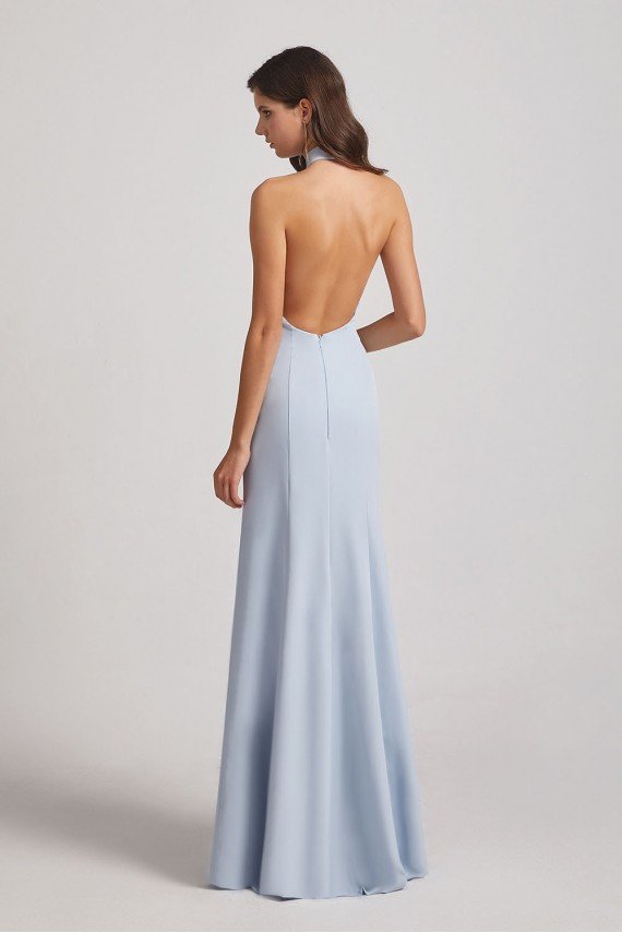 Trumpet Backless High Neck Halter Bridesmaid Dress UK