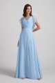 V-Neck Flutter Sleeve Backless Chiffon Bridesmaid Dress with Side Slit UK
