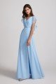 V-Neck Flutter Sleeve Backless Chiffon Bridesmaid Dress with Side Slit UK
