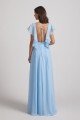 V-Neck Flutter Sleeve Backless Chiffon Bridesmaid Dress with Side Slit UK