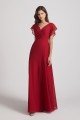 V-Neck Chiffon Long Backless Bridesmaid Dress with Side Slit UK