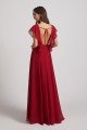 V-Neck Chiffon Long Backless Bridesmaid Dress with Side Slit UK