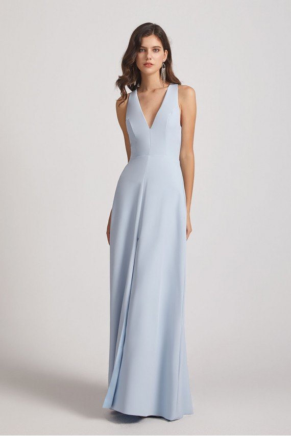 V-Neck Keyhole A-Line Bridesmaid Dress with Front Slit UK