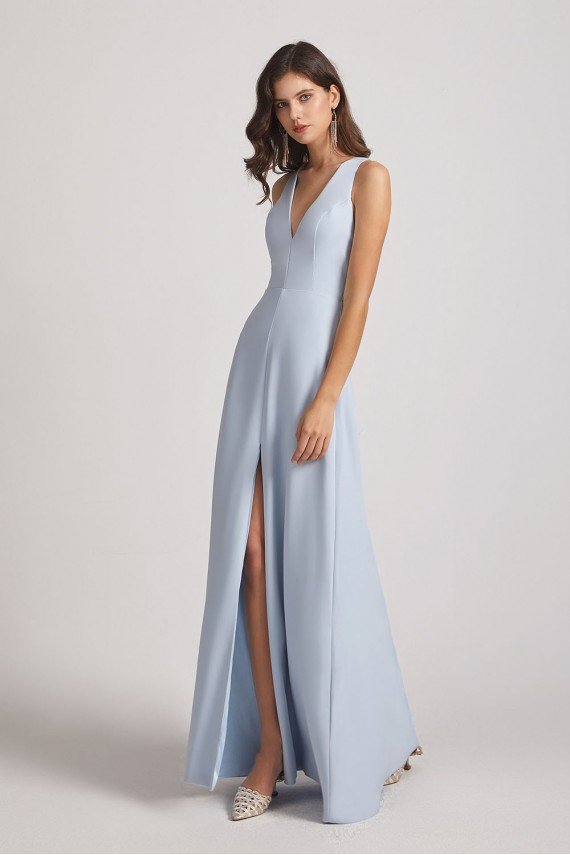 V-Neck Keyhole A-Line Bridesmaid Dress with Front Slit UK