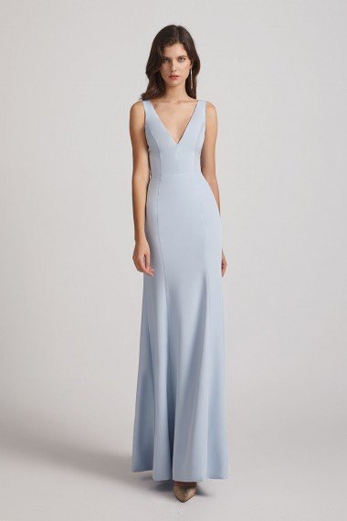 Double V-Neck Bridesmaid Dress Mermaid Floor Length UK