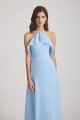 Ruffled Halter Neckline A-Line Skirt Slit Bridesmaid Dress UK