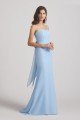 Light Sky Blue Chiffon Strapless Sweetheart Bridesmaid Dress UK