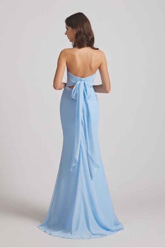Light Sky Blue Chiffon Strapless Sweetheart Bridesmaid Dress UK