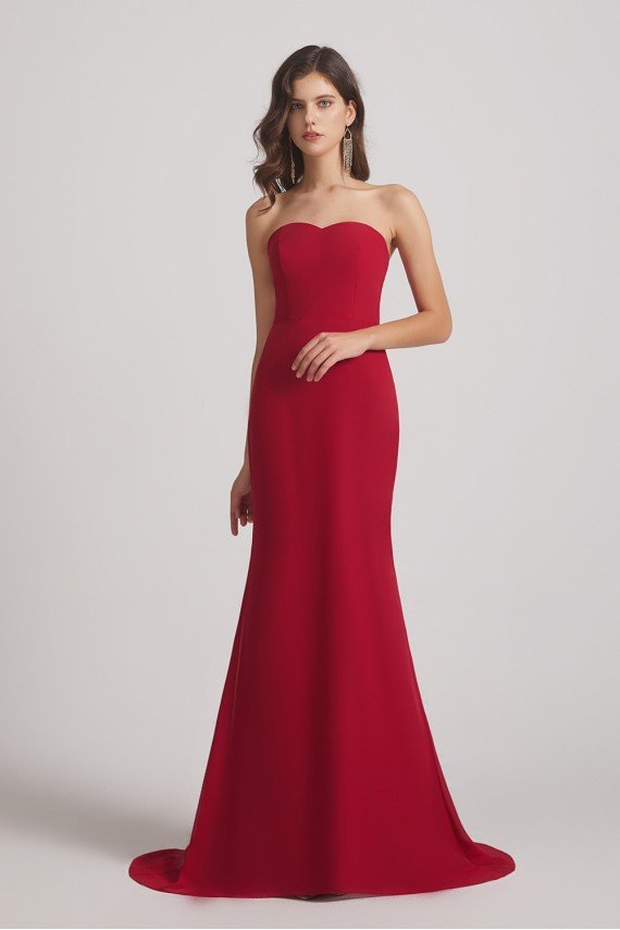 Strapless Sweetheart Chiffon Sheath Bridesmaid Dress UK