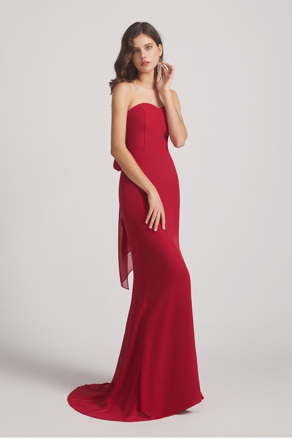 Strapless Sweetheart Chiffon Sheath Bridesmaid Dress UK