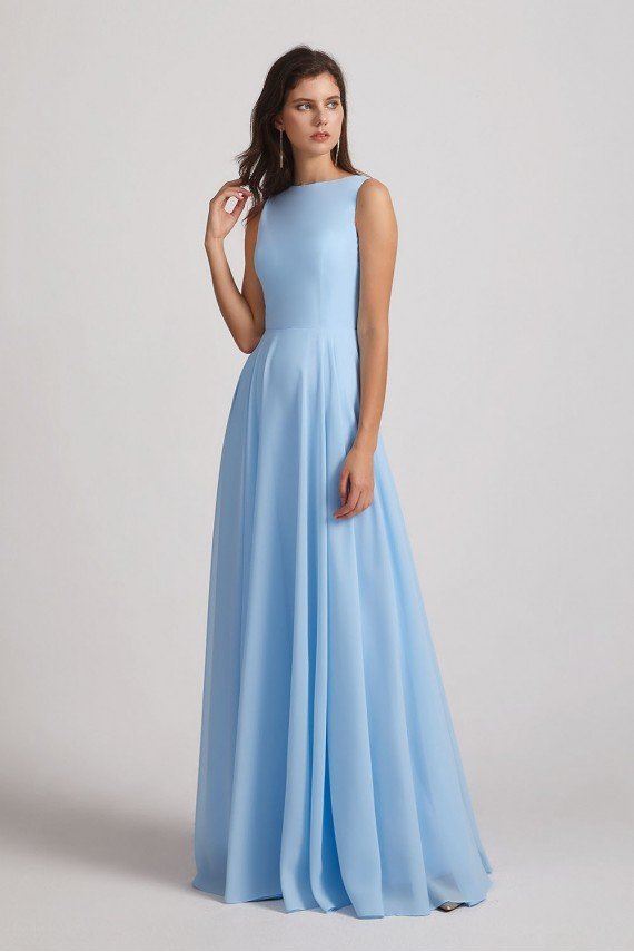 Long Sleeveless Open Back Chiffon Maxi Dress UK