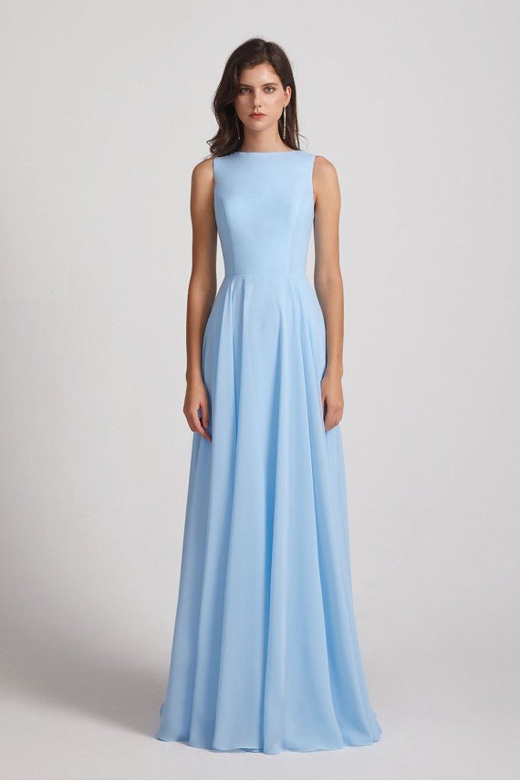 Long Sleeveless Open Back Chiffon Maxi Dress UK
