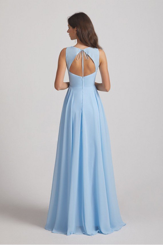 Long Sleeveless Open Back Chiffon Maxi Dress UK