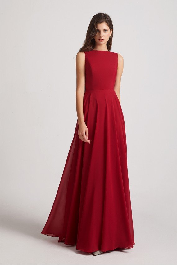Jewel A-line Chiffon Open Back Bridesmaid Dress UK