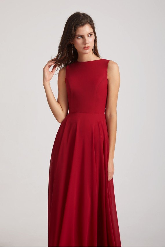Jewel A-line Chiffon Open Back Bridesmaid Dress UK