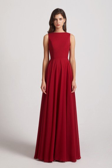 Jewel A-line Chiffon Open Back Bridesmaid Dress UK