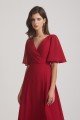V-Neck Chiffon Side Slit Bridesmaid Dress With Flutter Half Sleeves UK