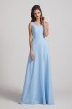 V-Neck Straps A-Line Chiffon Bridesmaid Dress with Tied Sash UK