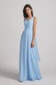 V-Neck Straps A-Line Chiffon Bridesmaid Dress with Tied Sash UK