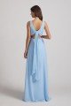 V-Neck Straps A-Line Chiffon Bridesmaid Dress with Tied Sash UK