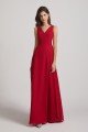V-Neck Tie Back A-line Chiffon Long Bridesmaid Dress UK